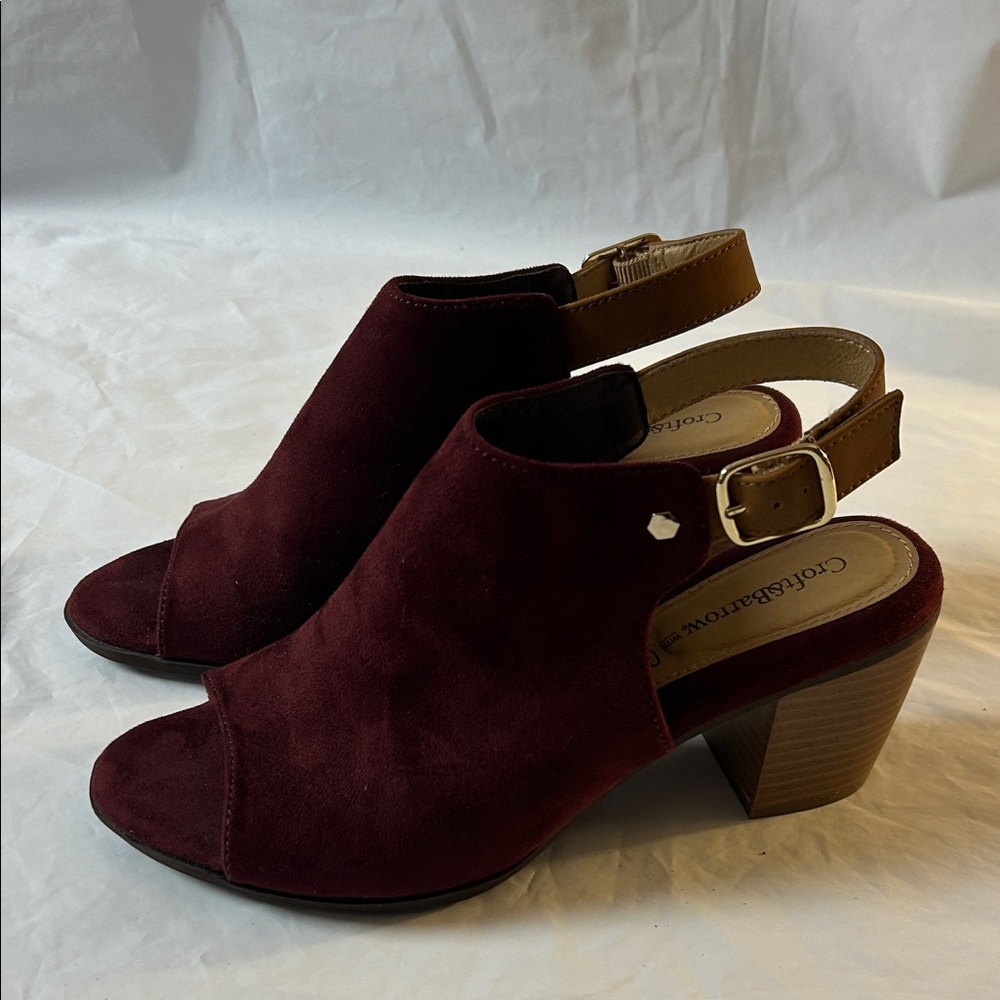 Cole Haan Burgundy Open Toe Heels